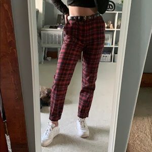 red plaid pants